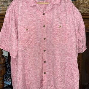 Caribbean Men's Casual mottled red Button-front Shirt size large